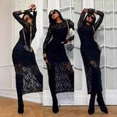 Koronkowa, elegancka, długa spódnica sięgająca bioder