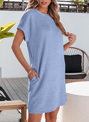 Damska sukienka mini z krótkim rękawem na lato 2025