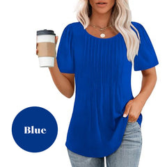 Damska plisowana bluzka z krótkim rękawem