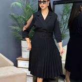 S-5XL👗Jesienno-zimowa sukienka premium w kolorze czystej czerni, wysokiej jakości