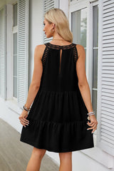 Koronkowe, puste, letnie krótkie sukienki bez rękawów