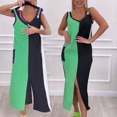 🌸Spring Specials💐 Blokowana sukienka bez rękawów.