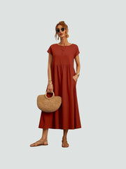 Sukienka kieszonkowa z bawełny i lnu