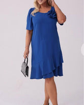 🌸Sukienka z szyfonu z krótkim rękawem i łączonych materiałów🎀