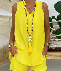 Nowy damski jednolity kolor, kołnierzyk stójka, bezrękawnik, swobodny garnitur