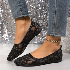 Elegancki koronkowy oddychający poślizg na sandałach ortopedycznych