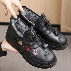 Skórzane mokasyny futrzane Damskie mokasyny dla starszych kobiet Miękkie, ciepłe