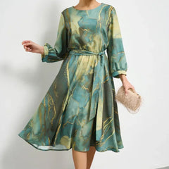 🌷Specjalna cena🌷Sukienka damska z długimi rękawami i okrągłym dekoltem