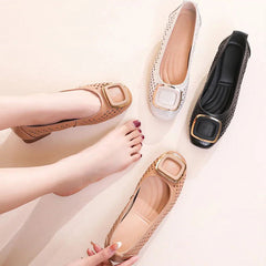 Plażowane skórzane buty z miękkimi podeszwami i lukami dla kobiet