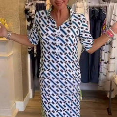 Sukienka koszulowa z krótkim rękawem z geometrycznym wzorem