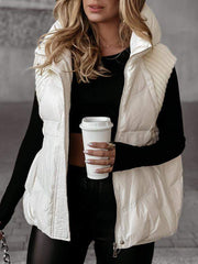 Damska kamizelka z dzianiny, patchworkowej, bawełnianej, bez rękawów