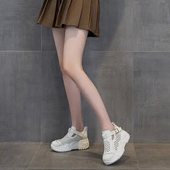 Letnie oddychające, grube, wydrążone buty damskie