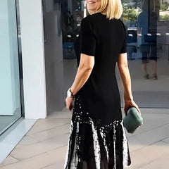 Sukienka plisowana z nadrukiem