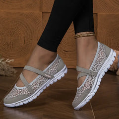 Damskie eleganckie, koronkowe, oddychające, wsuwane, ortopedyczne trampki