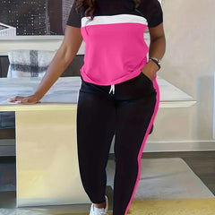 Letni modny, kontrastowy, kolorowy, swobodny, sportowy garnitur