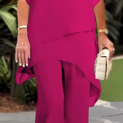 🔥2025 GORĄCA WYPRZEDAŻ 50% TANIEJ🔥Uroczy nieregularny top i szerokie nogawki w komplecie