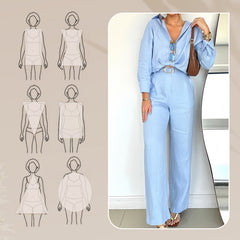 Minimalistyczna koszulka damska kobiet z pasującym zestawem szerokopasmowych spodni