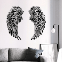 🔥 1 PARA METALOWEJ SZTUKI ŚCIENNEJ ANGEL WINGS Z OŚWIETLENIEM LED-🎁 PREZENT DLA NIEJ