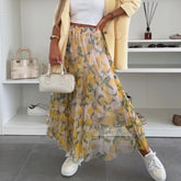 Modna spódnica maxi z nadrukiem i elastyczną talią