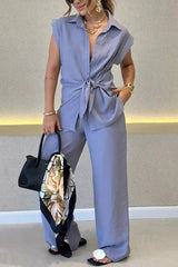 Szykowny zestaw z wiązanym przodem