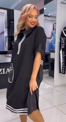 💗Sportowa sukienka na co dzień z czarno-białymi wykończeniami