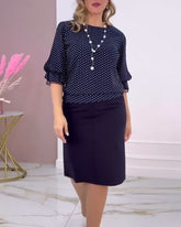 Bluzka z okrągłym dekoltem w kropki