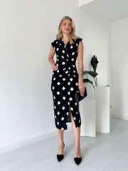 Drapowana sukienka z podwójnymi piersiami