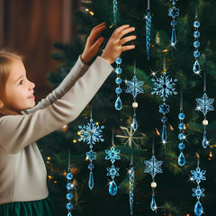 🎄Wyprzedaż świąteczna🔥Zestaw 18 akrylowych ozdób w kształcie sopli śniegu z zawieszkami w kształcie kropli