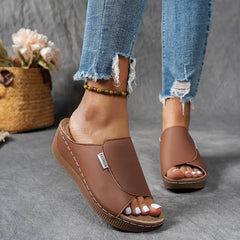 🔥GORĄCA WYPRZEDAŻ -50% ZNIŻKI🔥 Wygodne klapki z podparciem łuku stopy - damskie sandały w jednolitym kolorze - oddychające