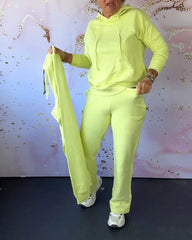 Dwuczęściowy zestaw z bluzą i spodniami w jednolitym kolorze