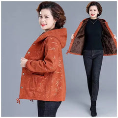 2024 Nowy, jesienno-zimowy, gruby, bawełniany płaszcz z kapturem