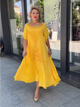 🌺2025 Nowa modna jednokolorowa sukienka w stylu etnicznym z koronką i dużą spódnicą