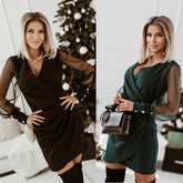 2024 nowa elegancka sukienka z koronki w jednolitym kolorze