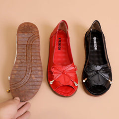 Jednokolorowe płaskie buty z odkrytym palcem do noszenia na zewnątrz, antypoślizgowe