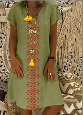 Bawełniana sukienka z dekoltem w szpic