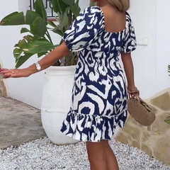 🎀Elegancka damska sukienka z falbanami z nadrukiem