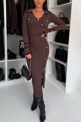 Damska elegancka dzianinowa sukienka o dopasowanym kroju