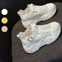 Letnie oddychające, grube, wydrążone buty damskie