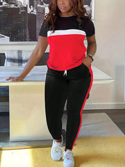 Letni modny, kontrastowy, kolorowy, swobodny, sportowy garnitur