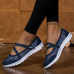 Damskie eleganckie, koronkowe, oddychające, wsuwane, ortopedyczne trampki