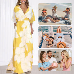 💥 wydrukowana bez pleców luźna sukienka plażowa