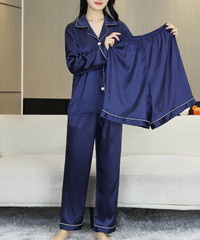 Damska piżama składająca się z 3 części i długich spodni z długim rękawem