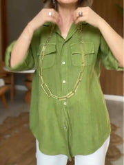 Wygodna bawełniana i linia koszula damska