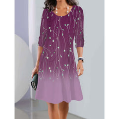 Elegancka damska luźna sukienka z kwiatowym nadrukiem