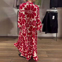 Sukienka damska luźna z nadrukiem kwiatowym