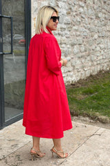 Damska sukienka z golfem i bawełny z podwójnymi kieszeniami, na co dzień