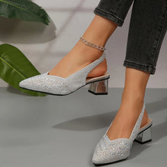 🔥Ostatni dzień promocji - 50% zniżki - Damskie modne sandały na grubym obcasie z kryształkami