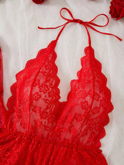 Komplet damskiej koronkowej koszuli nocnej