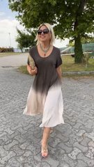 Damska gradientowa sukienka z krótkim rękawem