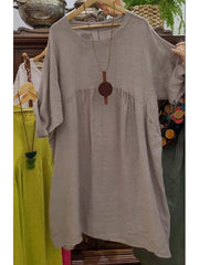 Damskie sukienki z bawełny i lnu z luźnymi kieszeniami